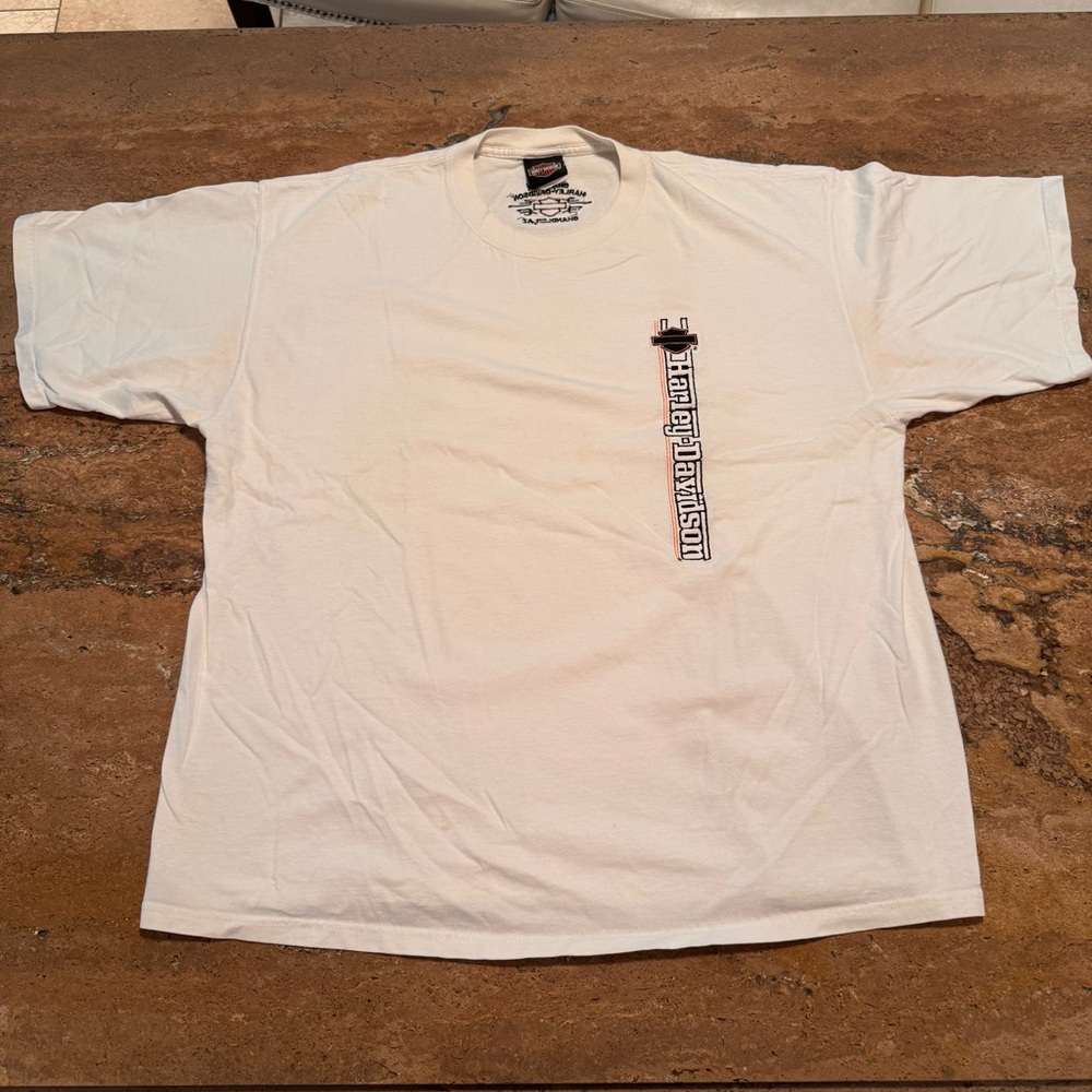 Vintage Harley Davidson Chandler AZ White Embroidered Mens T Shirt Size XXL